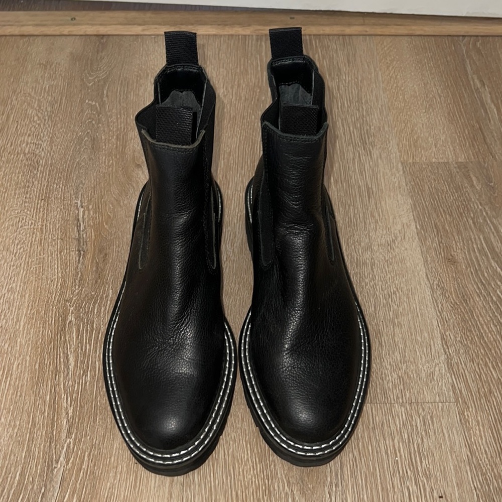 Dolce Vita Black Boots with White stitching. Size 8.5.